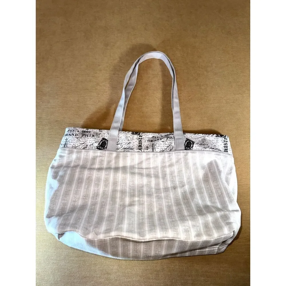 Black, White and Gray Paris cloth bag, large